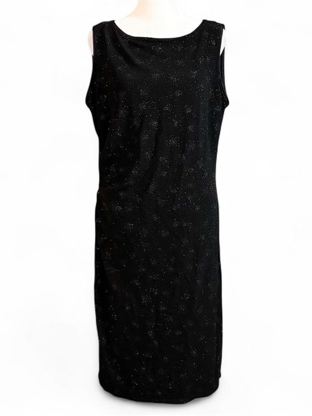 Vintage 90s Onyx Nite Black Sparkly Cocktail Dress Size 14 Made in USA